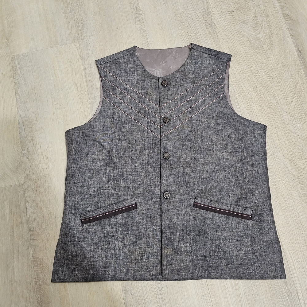 Sahab Brown Chevron Stitch Formal Waistcoat Vest NWOT - Picture 3 of 11